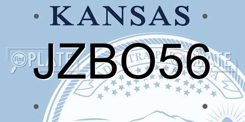 JZBO56 Kansas License Plate