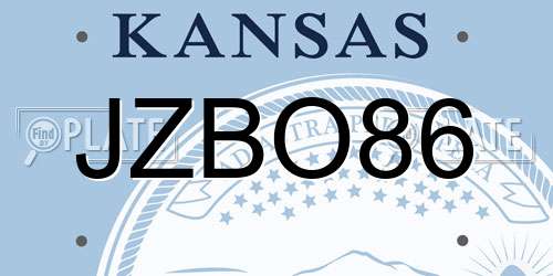 JZBO86 Kansas License Plate
