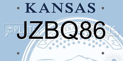 JZBQ86 Kansas License Plate