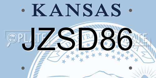 JZSD86 Kansas License Plate
