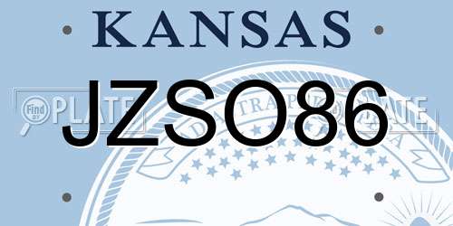 JZSO86 Kansas License Plate