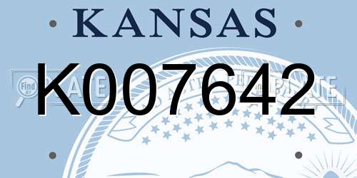 K007642 Kansas License Plate