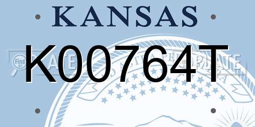 K00764T Kansas License Plate