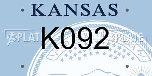 K092 Kansas License Plate