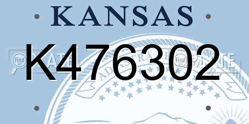 K476302 Kansas License Plate