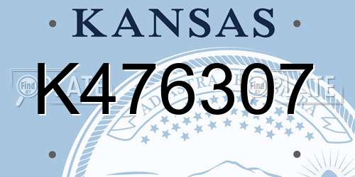 K476307 Kansas License Plate