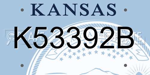 K53392B Kansas License Plate