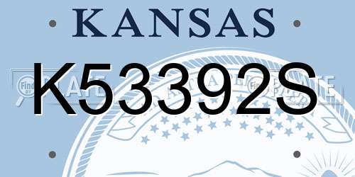 K53392S Kansas License Plate