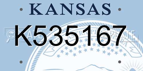 K535167 Kansas License Plate