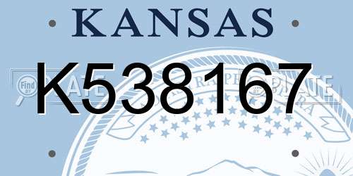K538167 Kansas License Plate