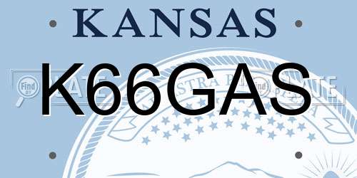 K66GAS Kansas License Plate