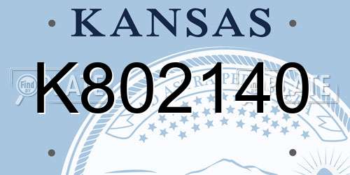 K802140 Kansas License Plate