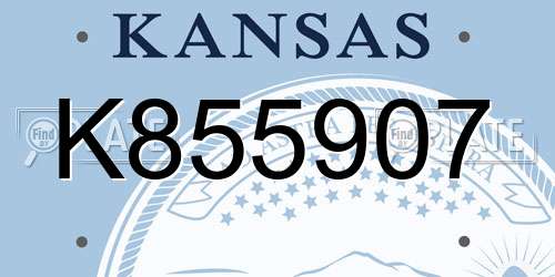 K855907 Kansas License Plate