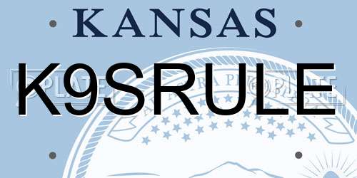 K9SRULE Kansas License Plate