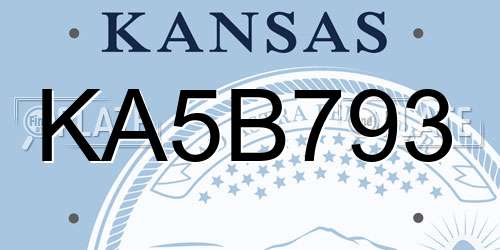 KA5B793 Kansas License Plate