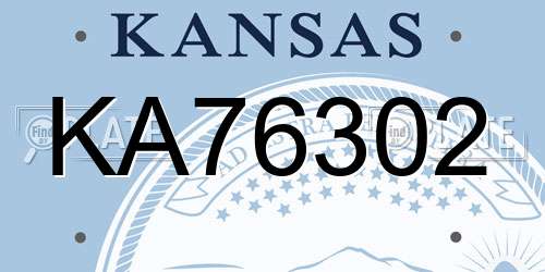 KA76302 Kansas License Plate