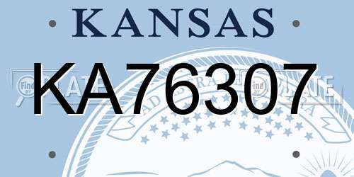KA76307 Kansas License Plate