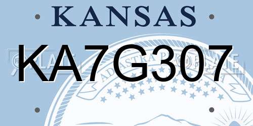 KA7G307 Kansas License Plate