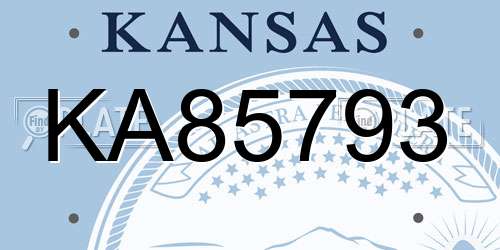 KA85793 Kansas License Plate