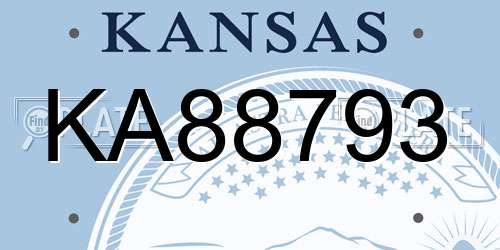 KA88793 Kansas License Plate