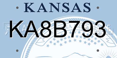 KA8B793 Kansas License Plate