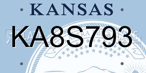 KA8S793 Kansas License Plate