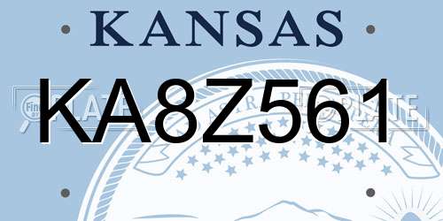 KA8Z561 Kansas License Plate