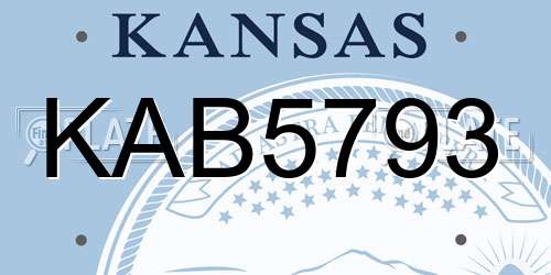 KAB5793 Kansas License Plate