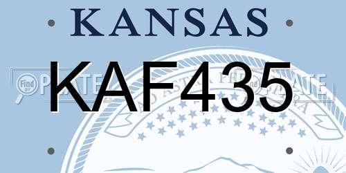 KAF435 Kansas License Plate