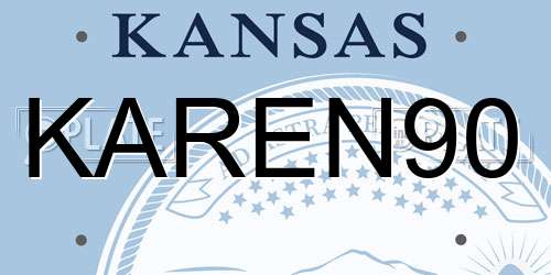 KAREN90 Kansas License Plate