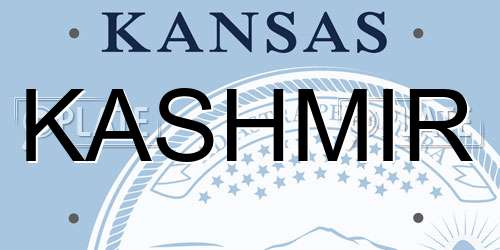 KASHMIR Kansas License Plate