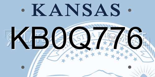 KB0Q776 Kansas License Plate