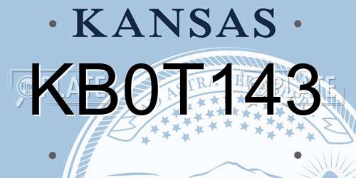 KB0T143 Kansas License Plate