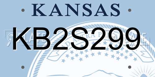 KB2S299 Kansas License Plate
