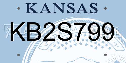 KB2S799 Kansas License Plate