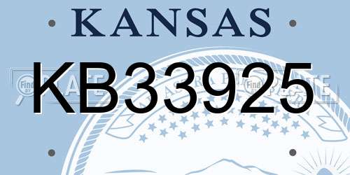 KB33925 Kansas License Plate