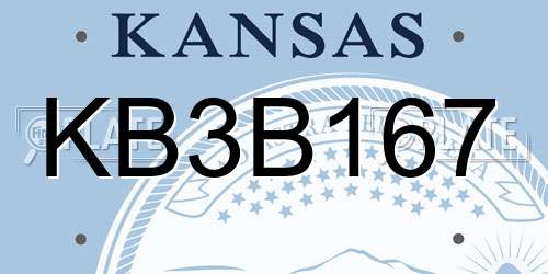KB3B167 Kansas License Plate