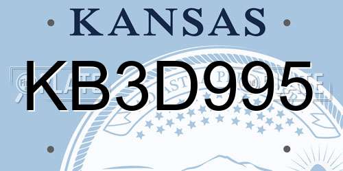 KB3D995 Kansas License Plate