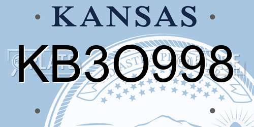 KB3O998 Kansas License Plate