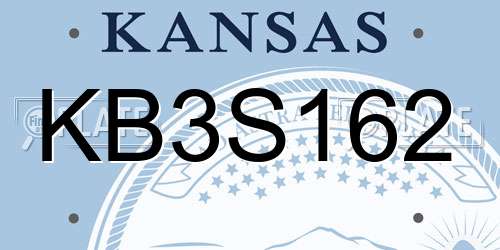 KB3S162 Kansas License Plate