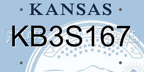 KB3S167 Kansas License Plate
