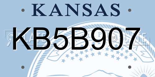 KB5B907 Kansas License Plate
