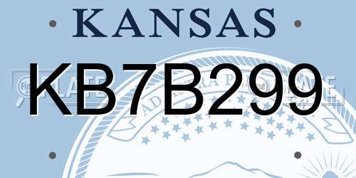 KB7B299 Kansas License Plate