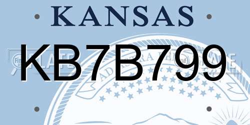 KB7B799 Kansas License Plate