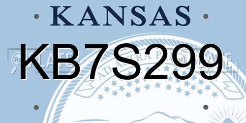 KB7S299 Kansas License Plate