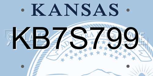 KB7S799 Kansas License Plate