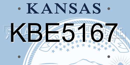 KBE5167 Kansas License Plate