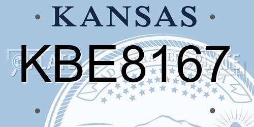 KBE8167 Kansas License Plate