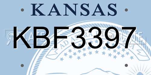 KBF3397 Kansas License Plate