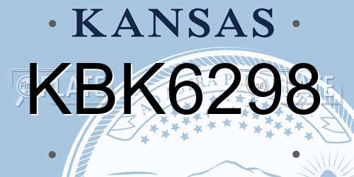 KBK6298 Kansas License Plate